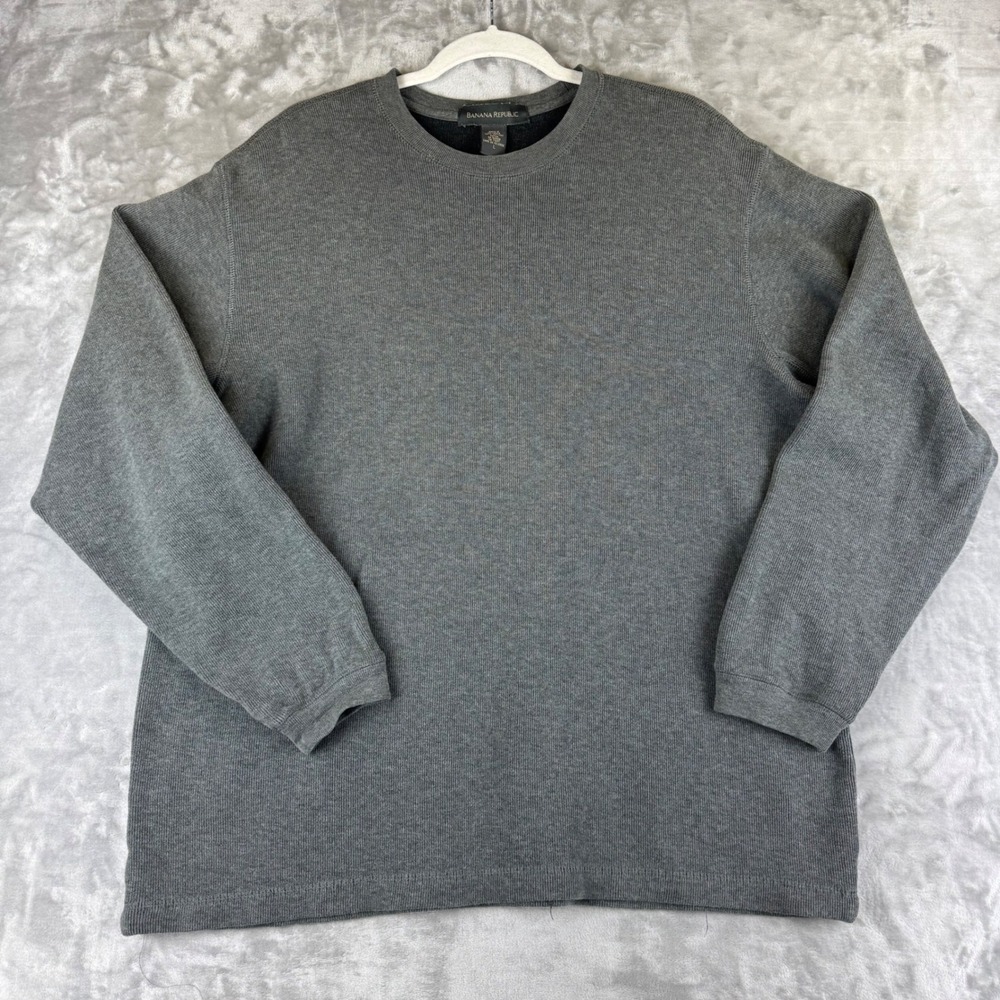 Banana Republic Mens Gray Cotton Long Sleeve Thermal Knit Top Size L (1335)